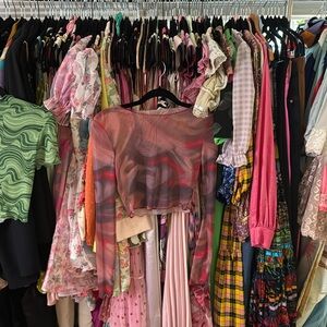 Mesh tie dye y2k top